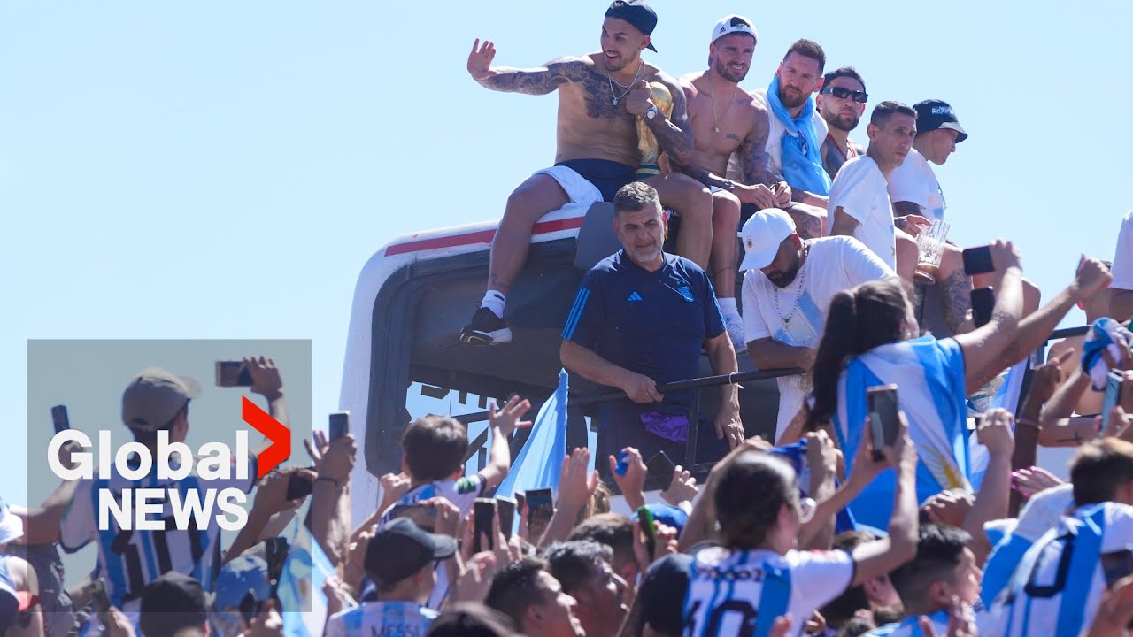 ⁣Argentina's World Cup victory parade ends in the sky as millions take over highways | FULL