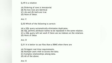 LBS MCA Entrance Exam 2022 DBMS model question with answers MCQ