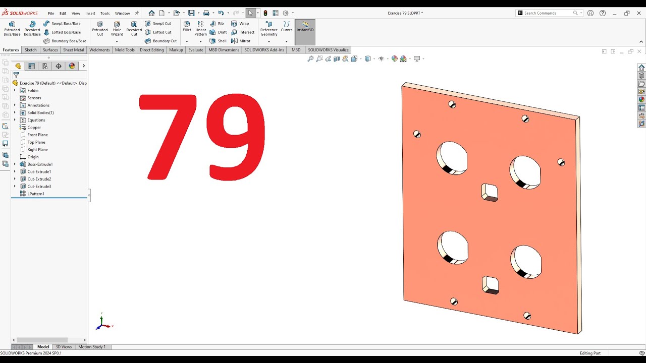 solidworks exercise-79 |solidworks tutorial-79... تمارين علي سوليدووركس 2024 || تمرين رقم 79- Solidworks Exercise 79 ...