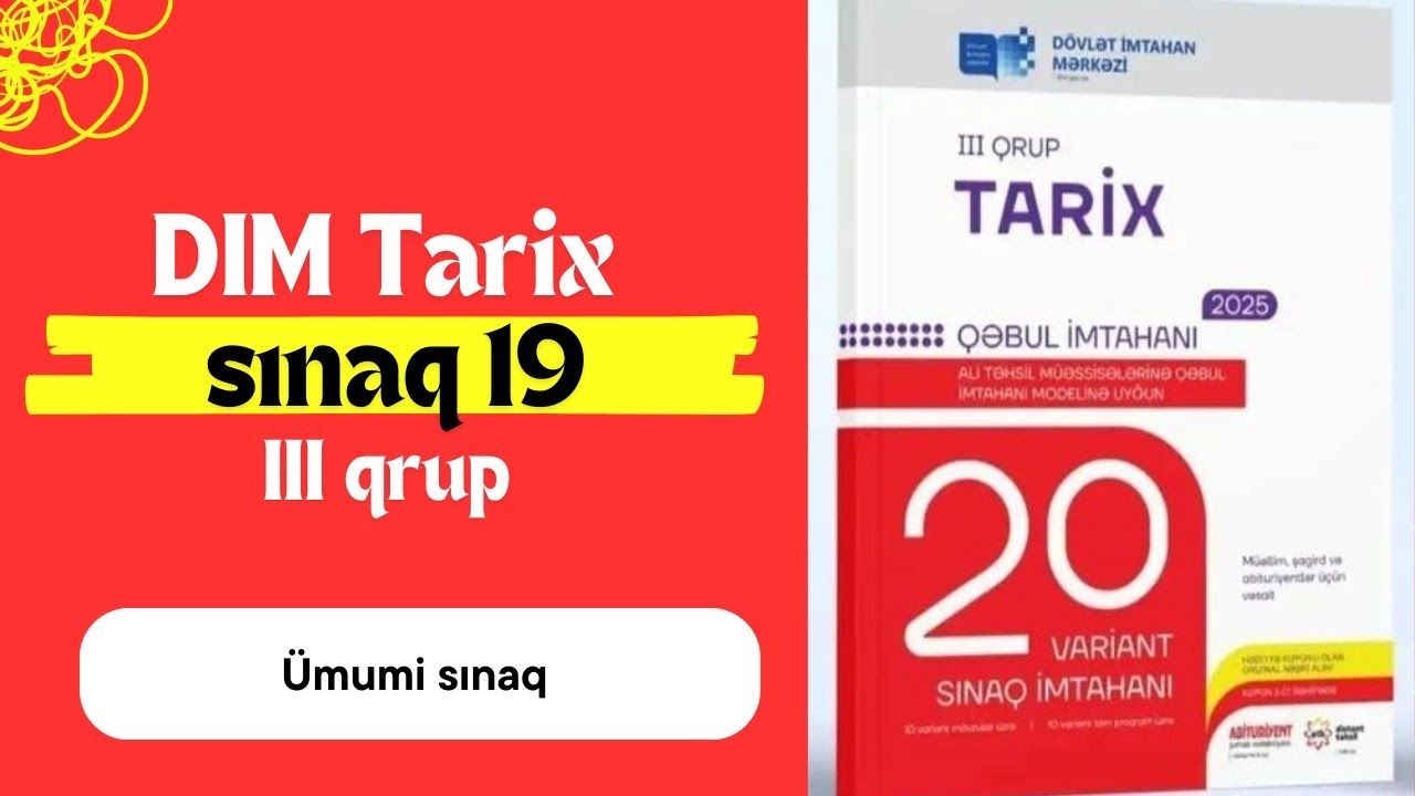 DİM 20 sınaq tarix / sınaq 19 / III qrup #tarix #DİM #sınaq #otk #tarixdərsləri