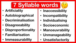 7 Syllable Word List 🤔 | Syllables in English | Types of Syllables | Learn with examples