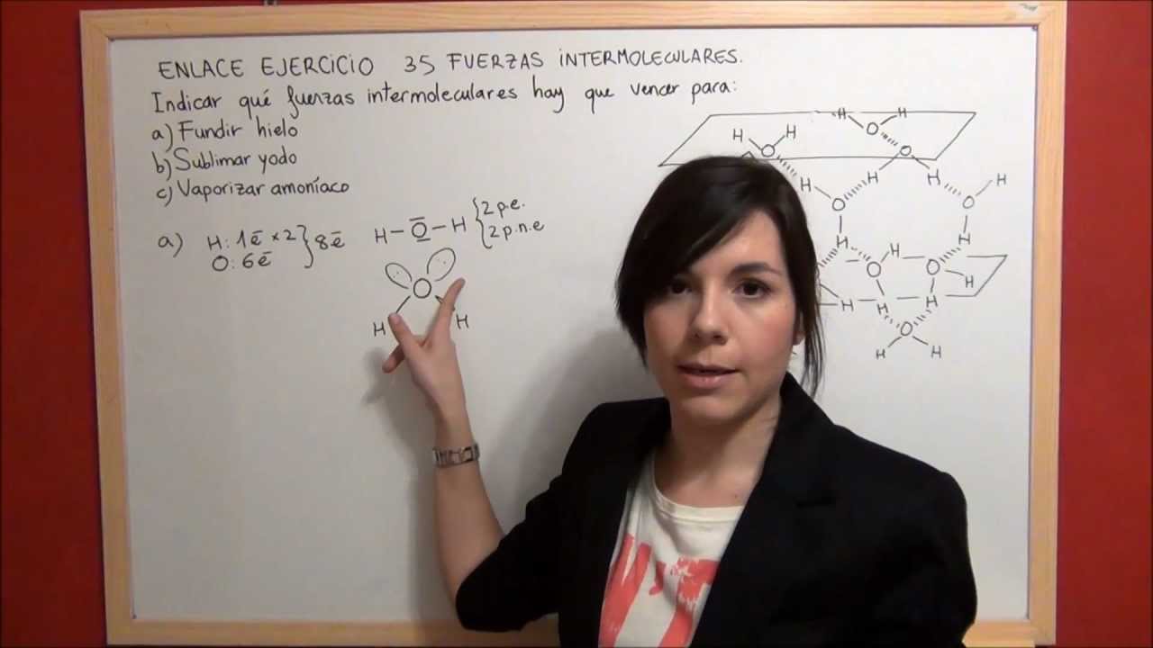 QUIMICA Enlace Ejercicio 35 Fuerzas intermoleculares cambios físicos agua, yodo, amoniaco