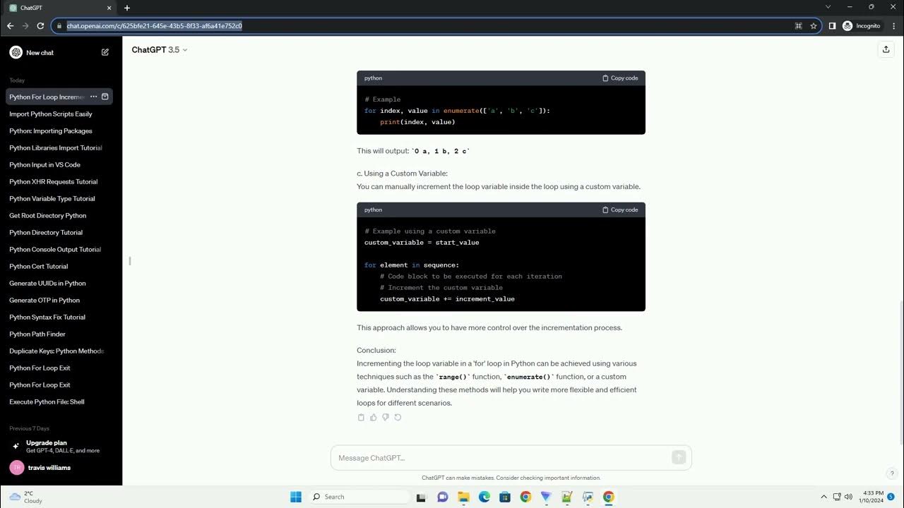 how to increment for loop in python - YouTube