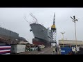 The USNS Harvey Milk rolls into the water