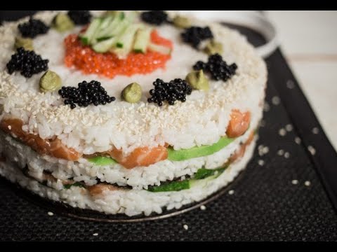 Video: Avocado, Salmon And Cucumber Sushi Cake