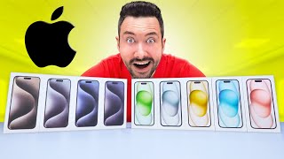 J'ai acheté les 9 iPhone 15 et 15 Pro ! (toutes les couleurs)