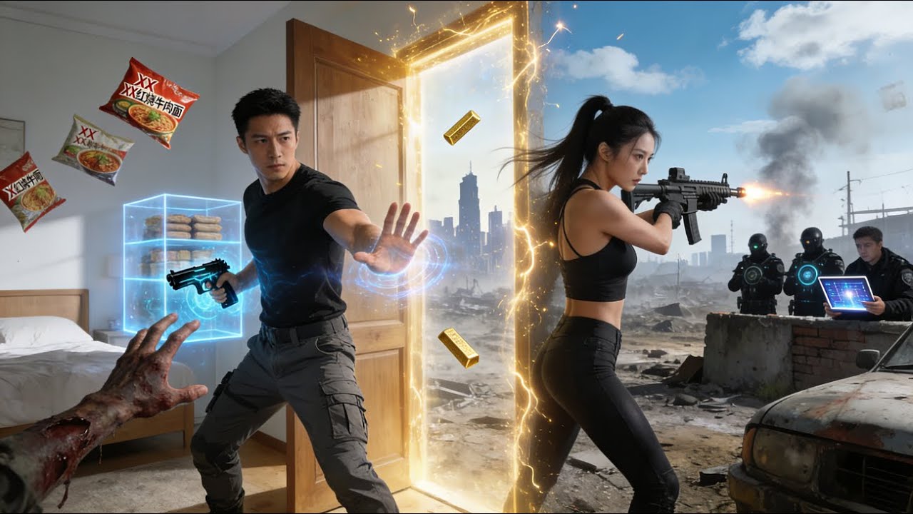 當通往末日的大門在自家次臥開啟，我用泡麵換取黃金，用異能橫掃廢墟，更用末日黑科技攜手美女戰友締造商業帝國！#首發新劇 #無腦劇 #完結短劇