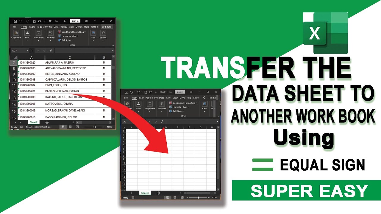 Transfer Data Sheet to another workbook using equal sign 2022