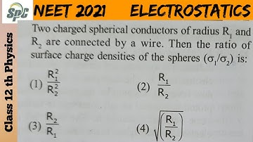Two charged spherical conductors of radius R1 and R2 are connected by a wire . Then the ratio of sur