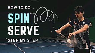 Badminton trick shot, SPIN SERVE aka KEVIN SERVE  Best Method Tutorial