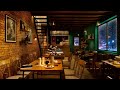 Snowy Night Coffee Shop Ambience with Relaxing Smooth Jazz Music &amp; Cafe Sounds