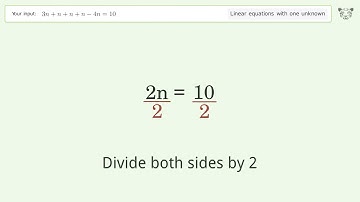 Linear equation with one unknown: Solve 3n+n+n+n-4n=10 step-by-step solution