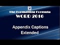 Word 2016   Appendix Captions Extended
