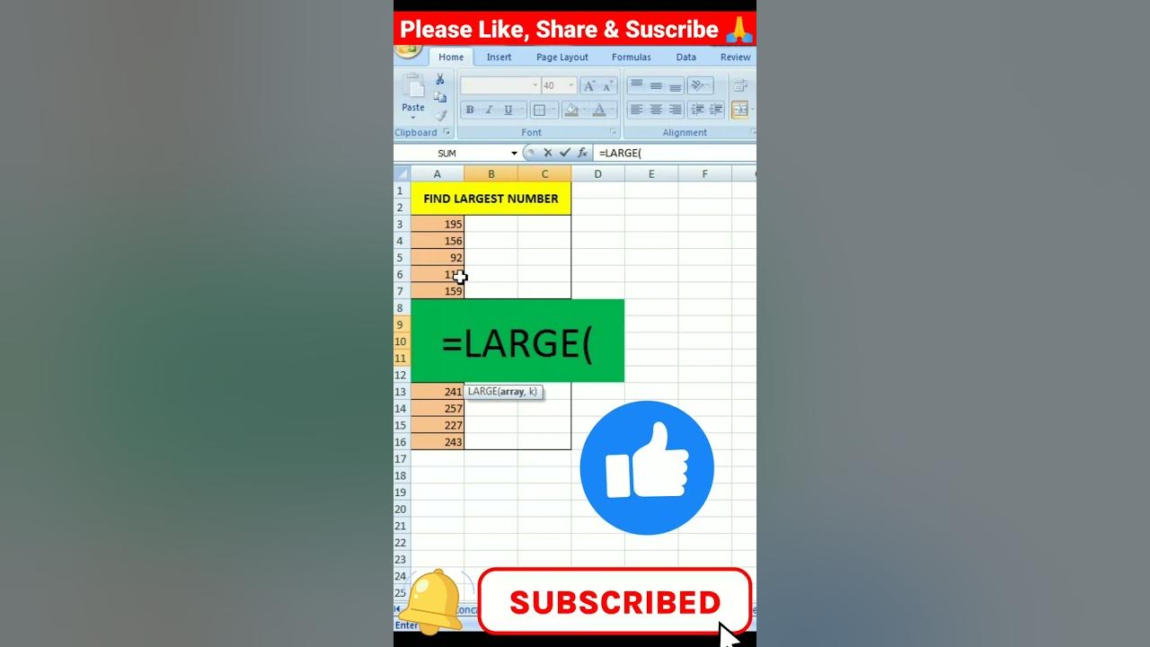 Large function in excel find the largest number in excel large formula