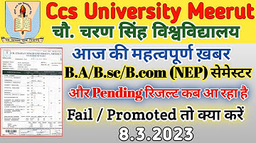 Ccs University News Update 8.3.2023 | NEP रिजल्ट में Fail/Promoted problem |BA Bsc Bcom  Semester