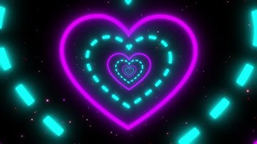 Heart Tunnel 💜 Heart Background ✨Neon Lights Love Heart Tunnel Background Video