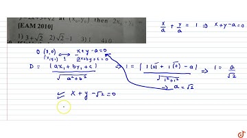 A straight line which make equal intercepts on +ve x and y axes and which is at a distance 