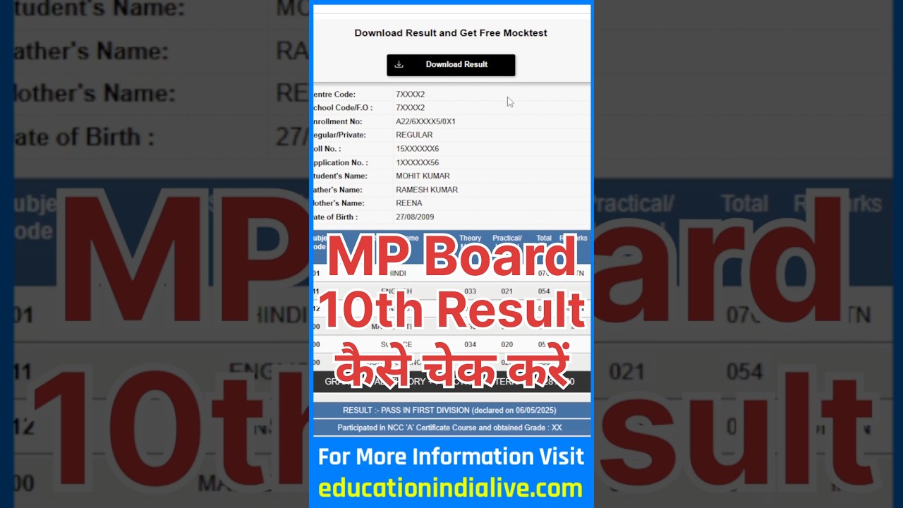 MP Board Class 10th Ka Result Kaise Check Karen 2025 ? How To Check MP Board 10th Result 2025