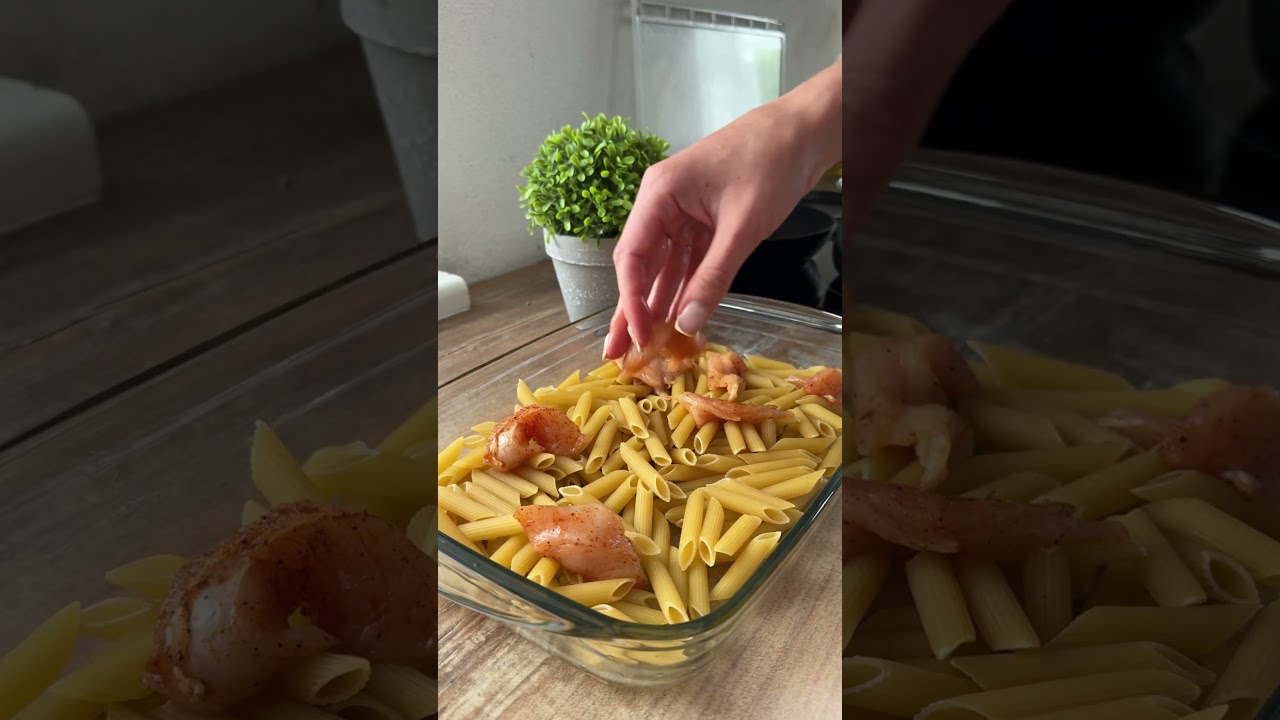 Макароны с курицей в духовке