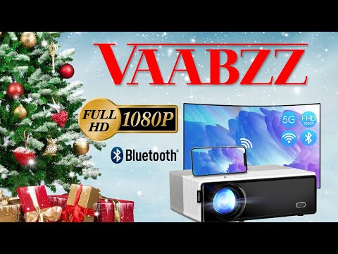 VAABZZ 1080p RGB LED Projector - w/Stretch Projector Screen