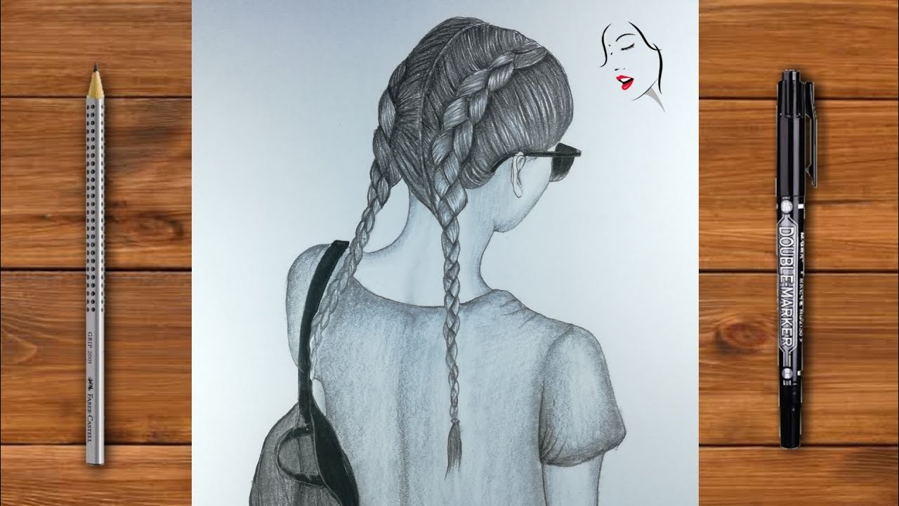 how to draw a girl with braided hair