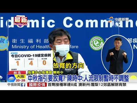 中秋指引要放寬 ? 陳時中 : 人流限制暫時不調整│中視新聞 20210915