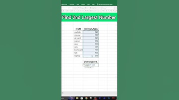 Find 2nd Largest Number in Excel #shorts #youtubeshorts #excel #exceltips
