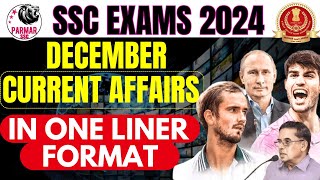CURRENT AFFAIRS FOR SSC | DECEMBER| ONE LINER FORMAT | PARMAR SSC