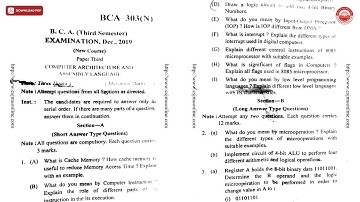 BCA 3RD SEM COMPUTER ARCHITECTURE AND ASSEMBLY LANGUAGE BCA N DEC 2019 | CSJMU