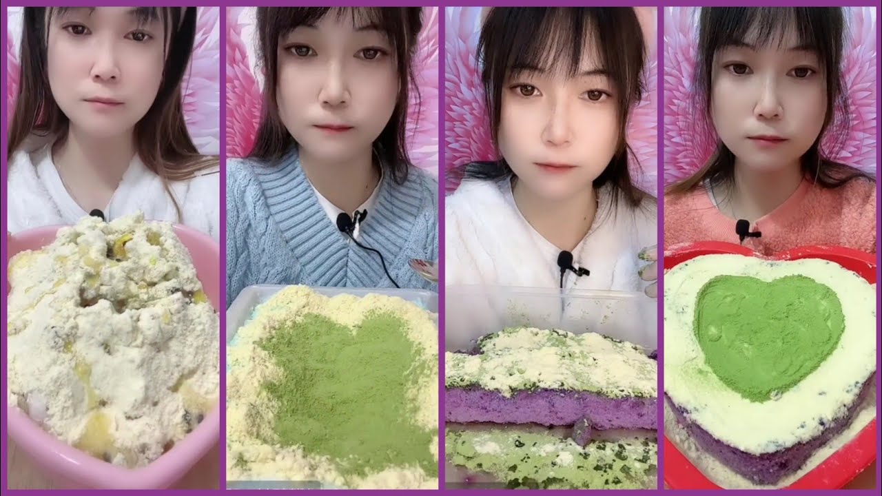 ASMR REFROZEN SHAVED ICE EATING WITH MATCHA AND MILK POWDER