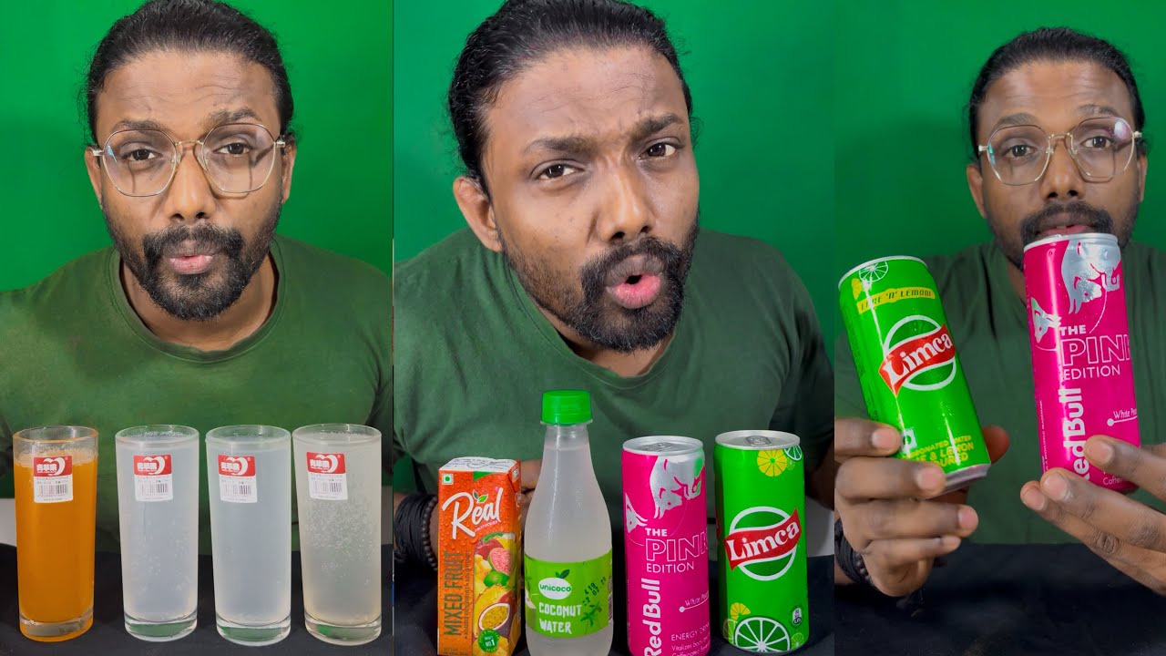 Red bull white litchi Limca lemonade delight mukbang asmr 