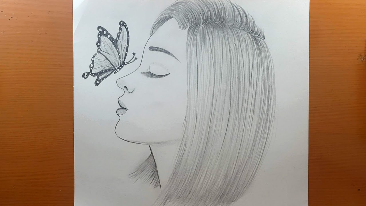 Uma menina com cabelos bonitos Desenho a lápis / Como desenhar uma