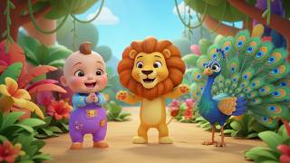 🦚 Dancing Peacock Song for Kids | kids nursery rhymes | Baby Song, Colorful Jungle Dance Cartoon 🎵
