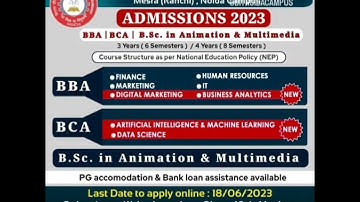 #BITNoida #admissions #2023 in UG programmes BBA, BCA & BSc in Animation & Multimedia