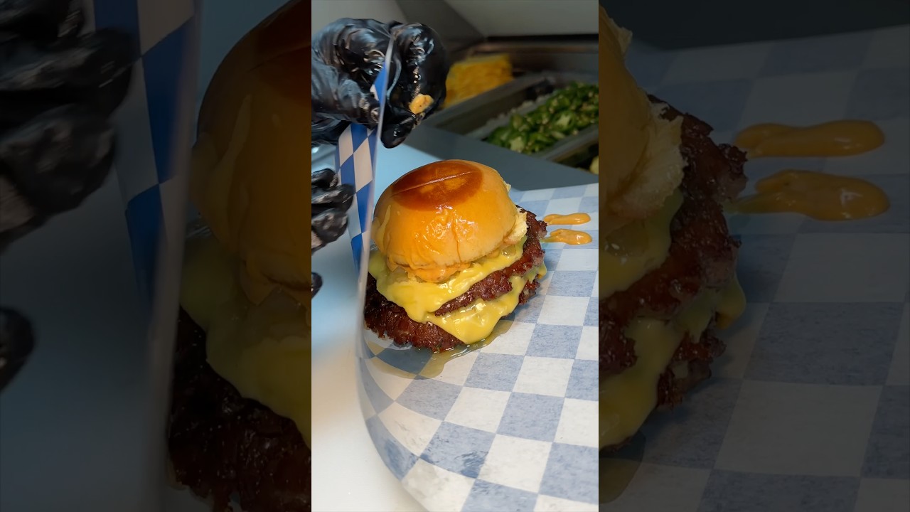 The $13 TRIPLE CLASSIC SMASH BURGER from Flippin Buns in Hicksville, NY on Long Island! #DEVOURPOWER