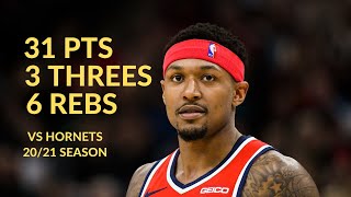 Bradley Beal 31 Pts 3 Threes 6 Rebs Highlights vs Charlotte Hornets | NBA 20/21 Season