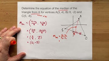 How to Find the Equation of Median from A in a Triangle (Example)