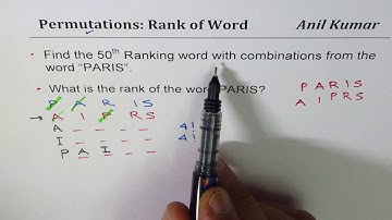 Find 50th Ranking Word from PARIS and find rank of it also Permutation Combination