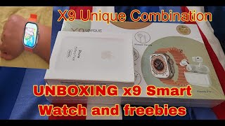 Unboxing X9 Unique combination with freebies airpods & iphone magnetic #iphone #smartwatch #watch