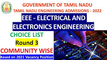 EEE ROUND 3 Choice List Based on 2021 Vacancy|Community wise|Anbarivu #eee #choicelist #round3