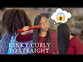 STRAIGHTENING MY OWN NATURAL HAIR FOR THE FIRST TIME | 4 TYPE HAIR | FROM KINKY CURLY TO STRAIGHT