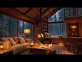 Tranquil Jazz Rain Sounds By The Fireplace Cozy Cabin In The Misty Forest For Stress Relief 