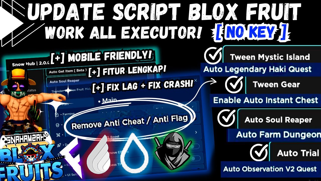 UPDATE ] BLOX FRUIT SCRIPT NO KEY, AUTO FIND LEVIATHAN ⚓, FARM LEVEL +  MASTERY