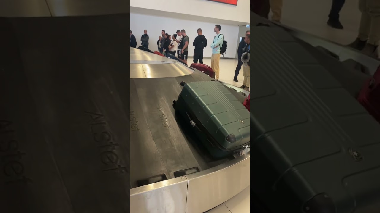 Picking up luggage at Zagreb Croatia