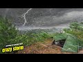 CAMPING IN A RAINSTORM ⛈️ HEAVY RAIN AND STRONG WIND INSIDE A STURDY TENT