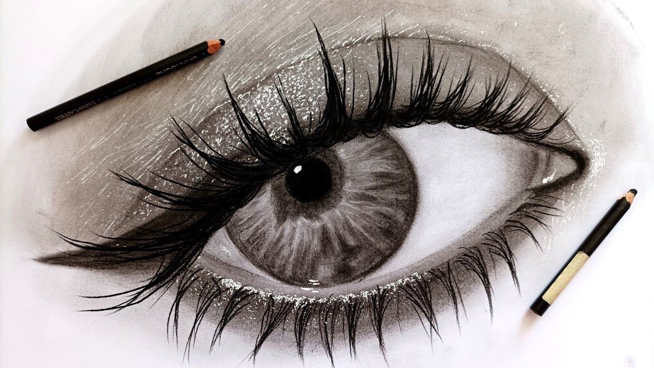 how to draw realistic eyes | basics of charcoal drawing for beginners ...