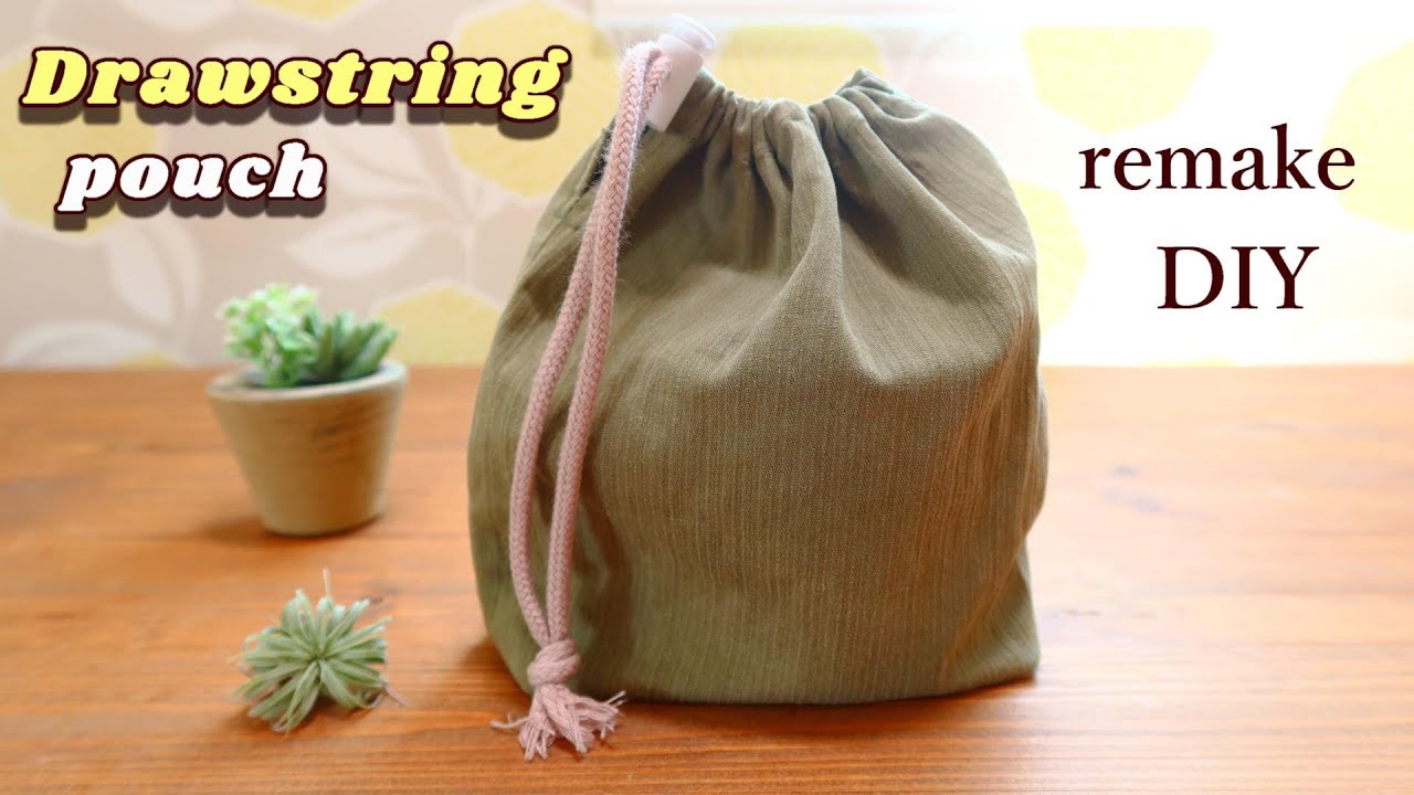 リメイク巾着ポーチ】-Remake drawstring pouch-DIY.もう履かない
