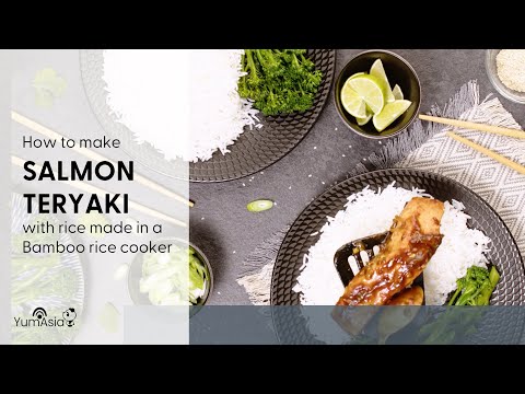 Salmon Teriyaki Made With Rice From A Bamboo Rice Cooker