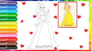 Drawing and coloring Belle princess, ❄️,Disney Princess, Drawing for kids, ❤️,coloring videos,