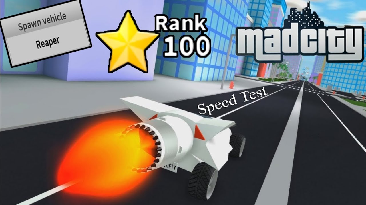 Roblox Mad City Rank 100 Reaper Vehicle Speed Nitro Test No - roblox mad city orange justice